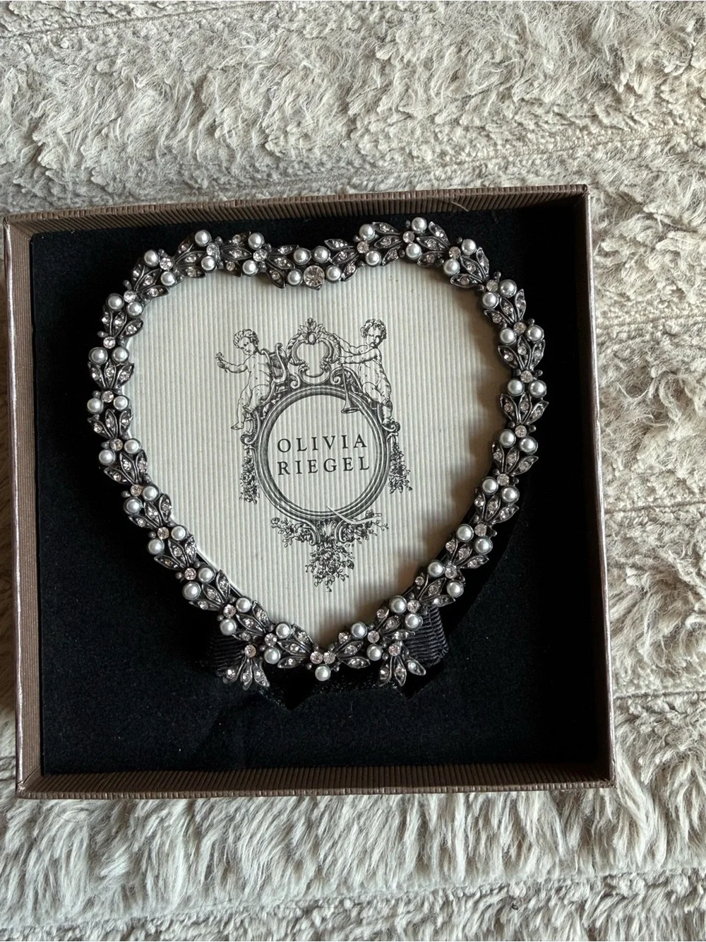 Olivia Riegel Silver Pearl Heart Picture Frame